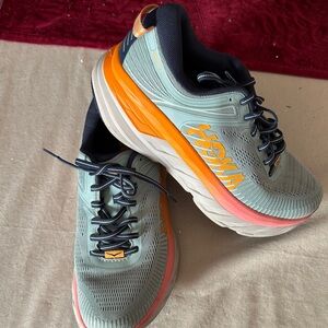 Hoka Women's Athletic Shoes - Light Blue and Orange by